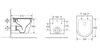 Унитаз подвесной DQ Venice DT1026016 безободковый белый