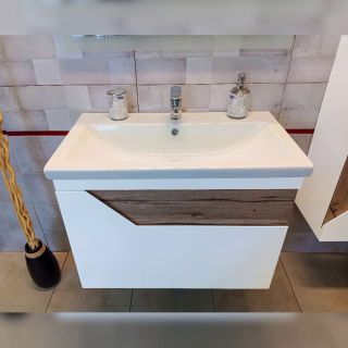 Тумба под раковину Бриклаер Брайтон 4627125415807 70 см белый/дуб