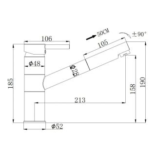 Смеситель для кухни Swedbe Selene 7041 с выдвижным изливом хром