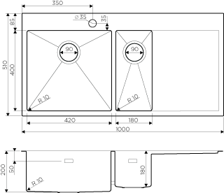 Мойка кухонная Omoikiri Akisame 100-2-LG-L нерж. сталь/светлое золото