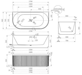 Акриловая ванна ABBER AB9416-1.7 170x80см белый