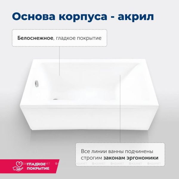 Акриловая ванна Aquanet Bright 239666 155x70 см с каркасом