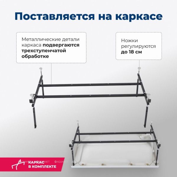 Акриловая ванна Aquanet Extra 209630 150x70 см с каркасом