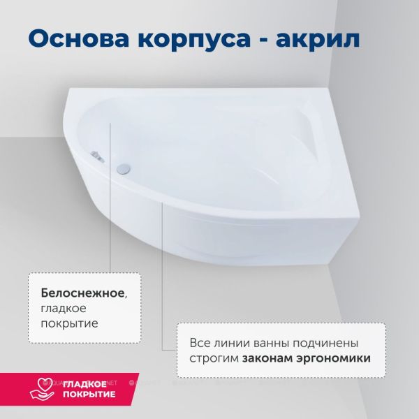 Акриловая ванна Aquanet Mia 246887 140x80 см правая с каркасом