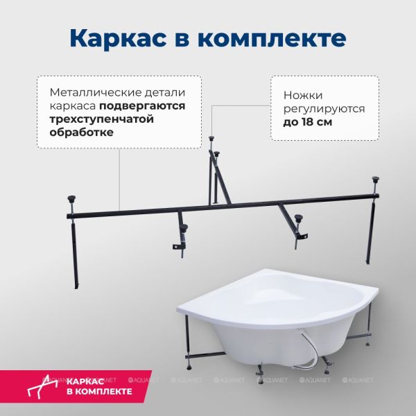 Акриловая ванна Aquanet Santiago 310250 160 см с каркасом и фронтальной панелью