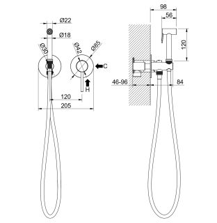 Гигиенический душ со смесителем Aquatek Европа AQ1319BGM шлифованный чёрный хром