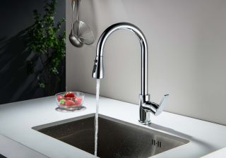 Смеситель для кухни Aquatek Лугано AQ1784CR с вытяжным изливом хром