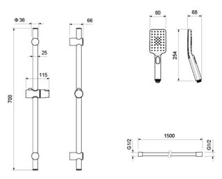 Комплект для душа Aquatek Лира AQ1432MB чёрный матовый