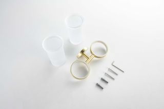 Стакан с держателем двойной Aquatek Европа AQ4117BG шлифованное золото