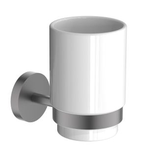 Стакан с держателем Aquatek Бетта AQ4604BGM шлифованный чёрный хром