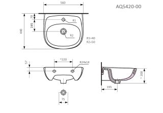 Раковина подвесная Aquatek AQ5420-00 для установки на пьедестал 55 см белый