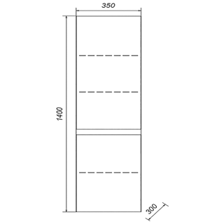Пенал подвесной Aquanika Base AQB3530140RU88 35 см дуб золотой/белый