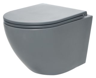 Подвесной унитаз AQUAme AQM2002MGR с крышкой-сиденьем серый матовый