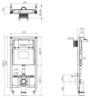 Инсталляция для унитаза AQUAme AQM4001MB с кнопкой смыва чёрный матовый