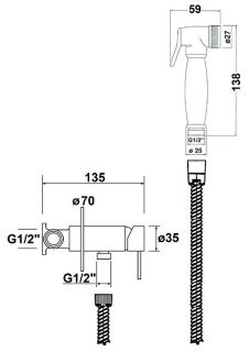 Гигиенический душ AQUAme Retro AQM 6010OB со смесителем бронза