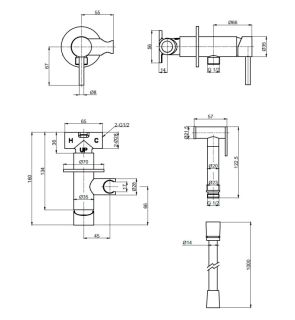 Гигиенический душ AQUAme Siena AQM6217MB со смесителем чёрный матовый
