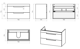 Подвесная тумба под раковину Brevita Ariana ARI-01080-0742Я 80см белый