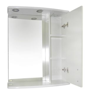 Зеркальный шкаф с подсветкой Misty Астра 60см правый белый