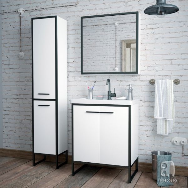 Зеркало-шкаф Corozo Айрон 70см белый/чёрный SD-00000408