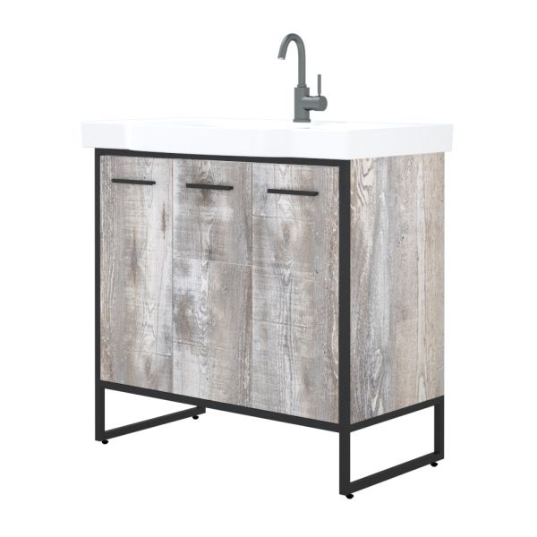 Тумба под раковину Corozo Айрон с корзиной 90см антик/чёрный SD-00000386