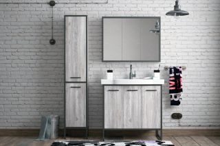 Тумба под раковину Corozo Айрон с корзиной 90см антик/чёрный SD-00000386