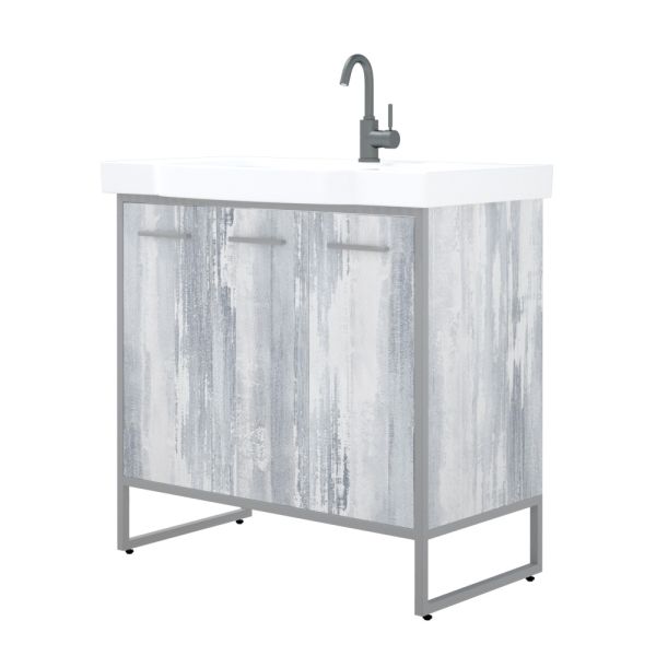 Тумба под раковину Corozo Айрон с корзиной 90см арт/серый SD-00000344