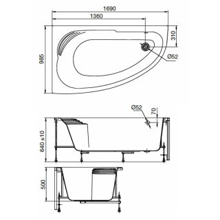 Акриловая ванна Roca Merida 170х100 ZRU9302993 правая