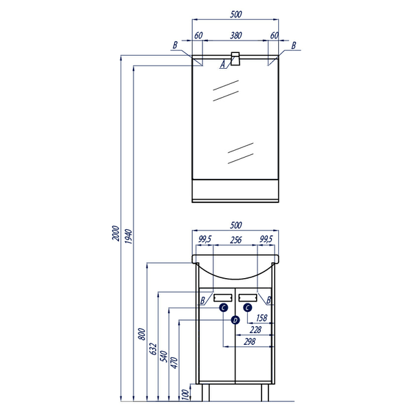 Зеркло Акватон Бекка 50см дуб сомерсет 1A214202BAC20