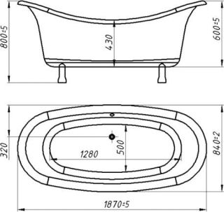 Ванна из искусственного камня AquaStone Лиона 190x86см ножки бронза