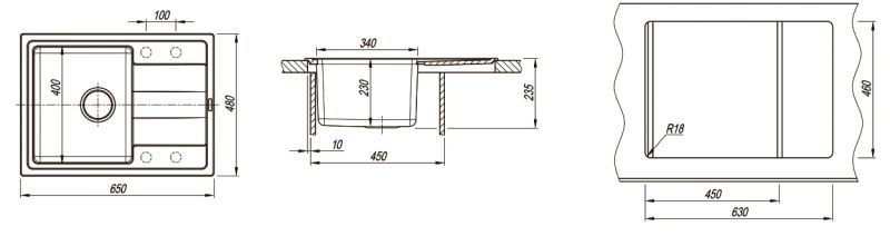 Кухонная мойка Florentina Комби 650 антрацит