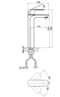 Смеситель для раковины высокий DQ Venice Gondola (DA1022001)