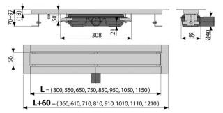 Душевой лоток AlcaPlast с решеткой под кладку плитки 65см хром APZ115-650