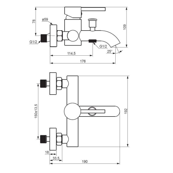 Смеситель для ванны и душа Damixa Scandinavian Pure 361000600 золото