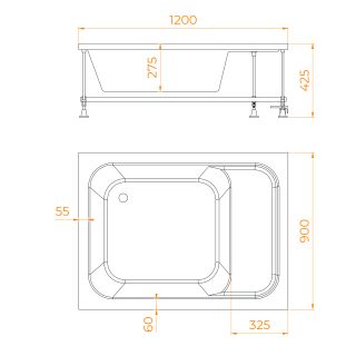Душевой поддон прямоугольный RGW BC/L 16180692-91 с сиденьем 90x120см белый