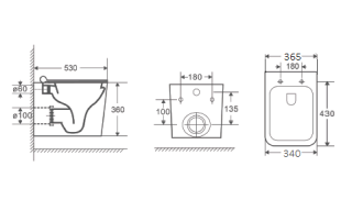 Унитаз подвесной DQ Quadro DT1516016 безободковый белый
