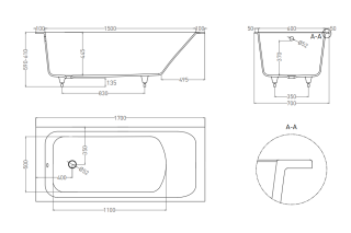 Ванна из искусственного камня Salini Orlanda S-Stone 102021MRF 170x70см RAL полностью