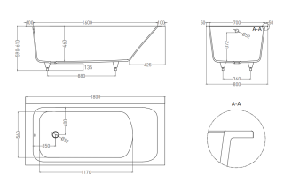 Ванна из искусственного камня Salini Orlanda S-Sense 102012GRH 180x80см RAL снаружи