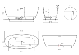 Ванна из искусственного камня Salini Alda S-Sense 101913G 160x80см белый глянцевый