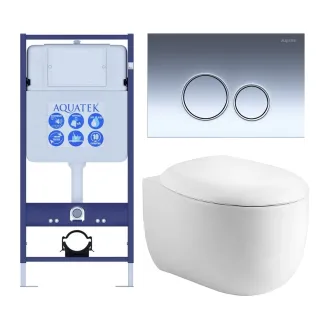 Комплект SET AQUATEK АЛЬТАИР cm-018 4в1 унитаз с инсталляцией кнопкой и сиденьем микролифт