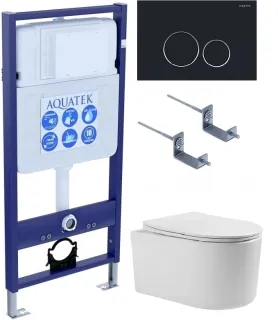 Комплект SET AQUATEK МИЯ-020 4в1 унитаз с инсталляцией кнопкой и сиденьем