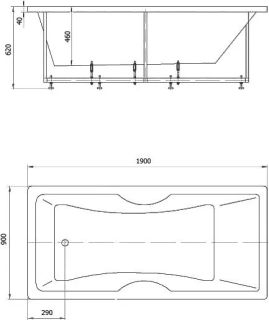 Акриловая ванна Aquatek Феникс FEN190-0000078 190х90 см с фронтальным экраном сборно-разборный сварной каркас