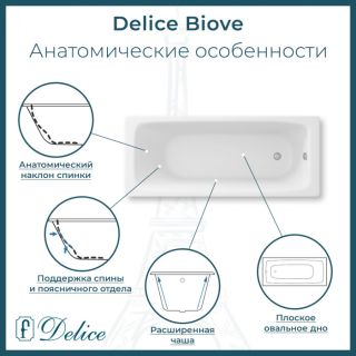 Ванна чугунная Delice Biove DLR_220509R 170x75 с ручками