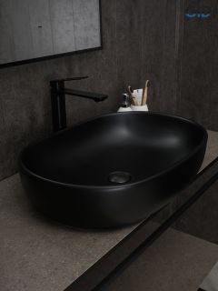 Раковина Gid Bm9026a 53369 накладная черная матовая 60x40x15