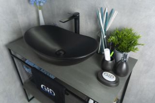 Раковина Gid Bm9811 53337 накладная черная матовая 61x37x15