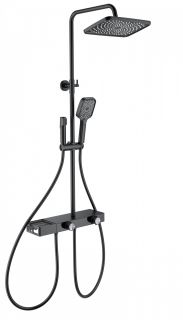 Душевая стойка Wonzon & Woghand Shelf WW-B4161-MB с термостатом чёрный матовый