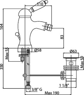 Смеситель для биде однорычажный, бронза Cezares ELITE-BSM1-02-Nc