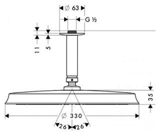 Верхний душ Hansgrohe Raindance 27406820 Хром