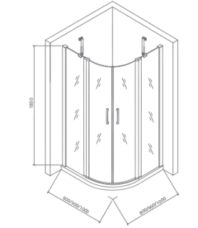 Душевой уголок Good Door Pandora R-90-T-CH стекло прозрачное с рисунком Тростник