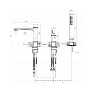 Смеситель на борт ванны Maretti Lorenza LR22RF842-B, хром
