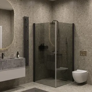 Душевой уголок на монопетле by Deonria U-90-89-6-G-B1 90x89см чёрный/графит